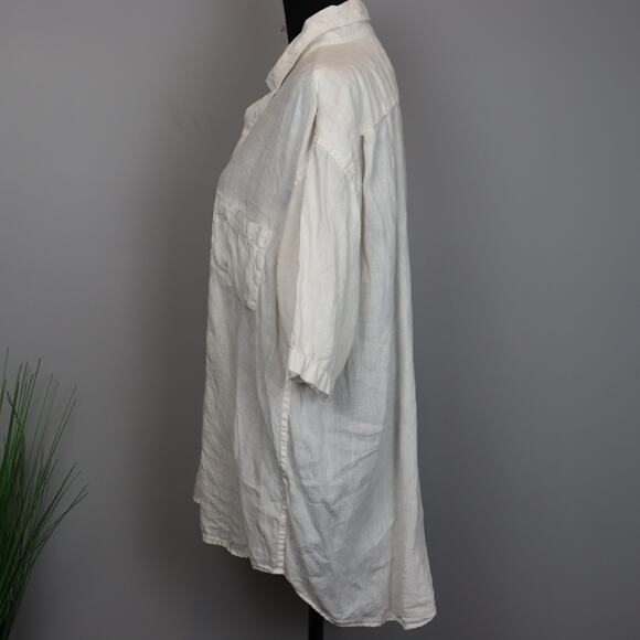 120% Lino short sleeved white linen shirt in size women's M - Picture 4 of 6